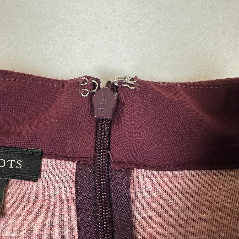 Talbots Womens Burgundy Heathered Knit Mock Neck Button Shoulder Sheath Dress S - Picture 8 of 11